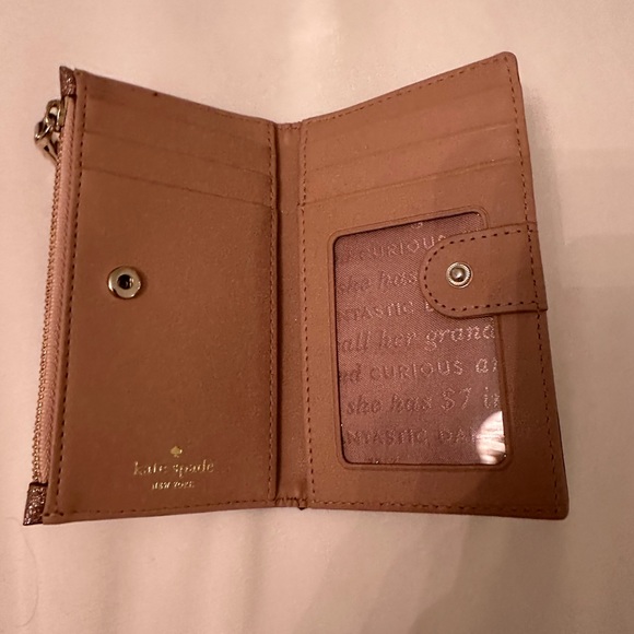 Kate spade tan sparkly 6-slot card holder with zippered coin compartment! - Picture 2 of 4